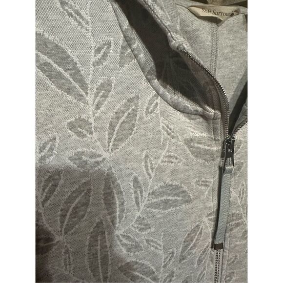 Women’s Grey Soft Surroundings Floral Zip Up Sweater Size 2XL - Picture 4 of 6